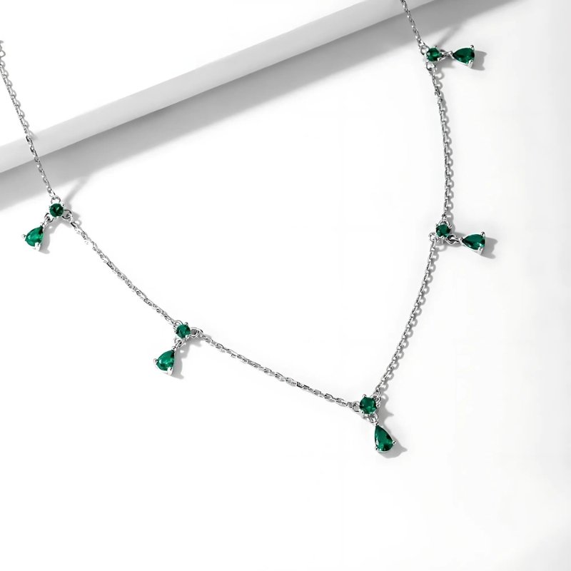 Elegant Emerald Drop Necklace - Image 2