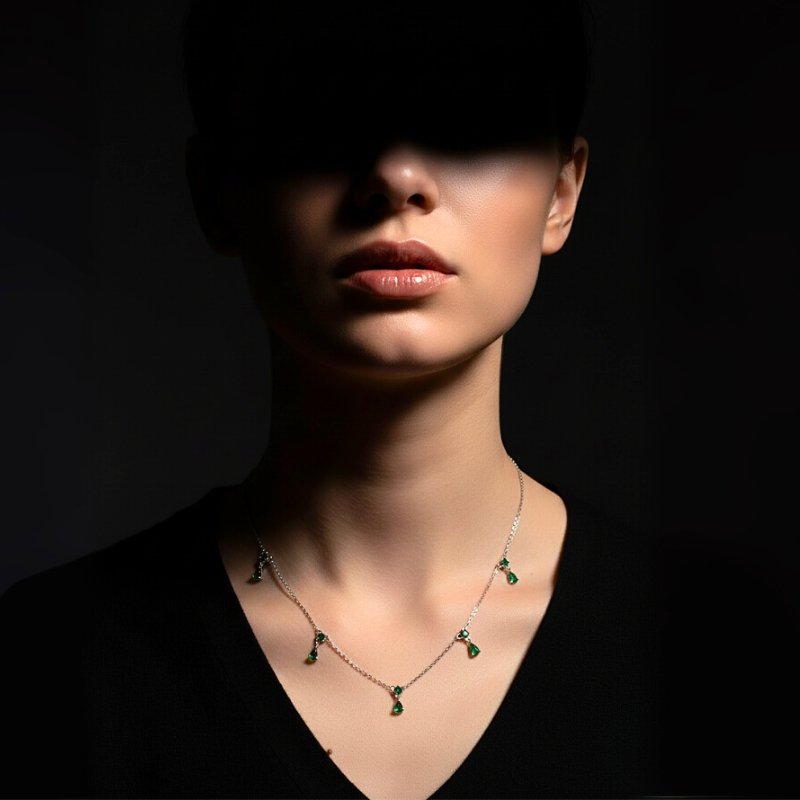 Elegant Emerald Drop Necklace - Image 3