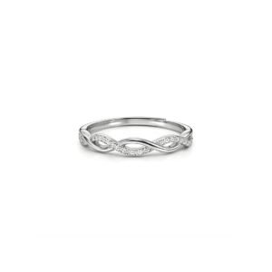 S925 sterling silver twisted infinity band with pavé stones