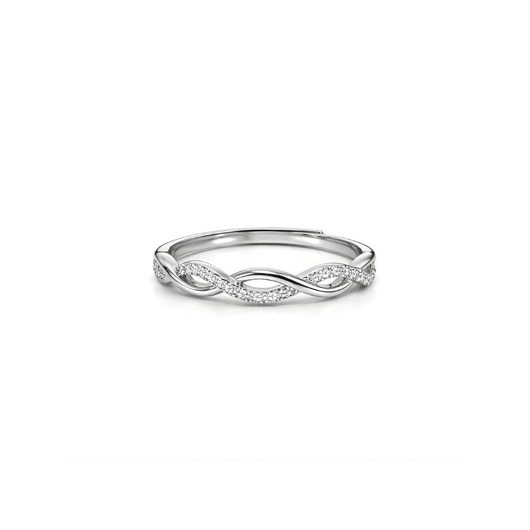 S925 sterling silver twisted infinity band with pavé stones