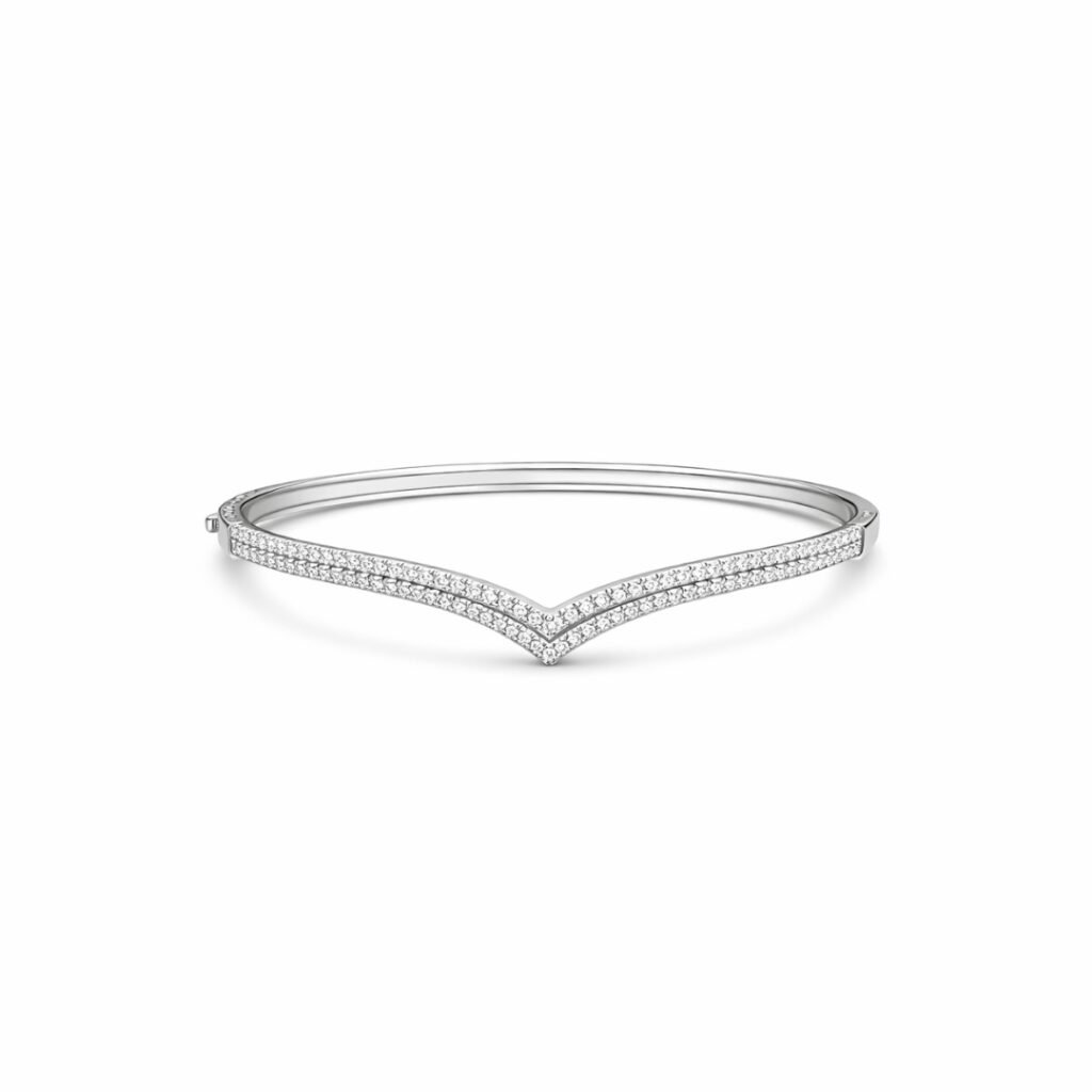 V-Chevron Double Pavé Bangle
