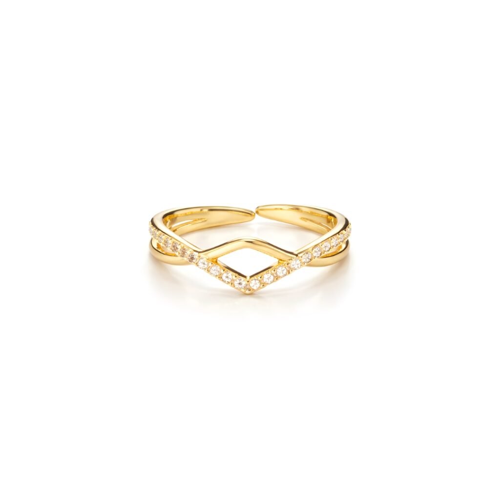 V-Chevron Pavé Stack Ring