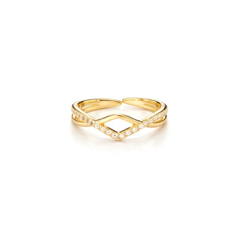 V-Chevron Pavé Stack Ring